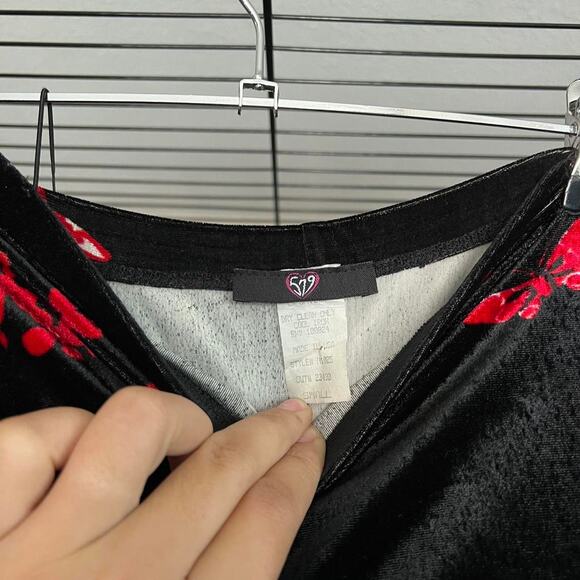 529 Black & Red Velvet Strapless Mini Dress – Size Small/Medium - Picture 5 of 5